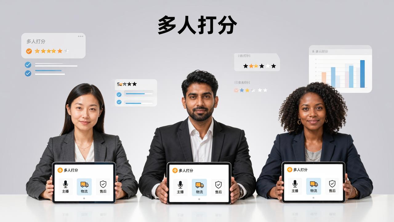 直播带货服务怎么评分？「多人打分」自定义评分指标+多评委打分，主播物流售后全面评价