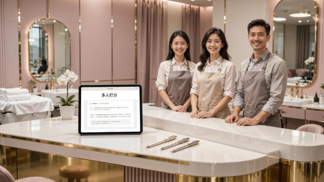 美容院服务评分表怎么设计？「多人打分」自定义评分指标+多评委打分，美容美发服务评分轻松搞定