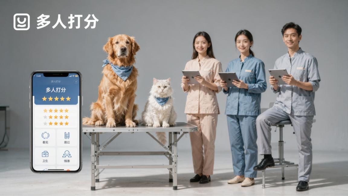 宠物美容服务怎么评分？「多人打分」自定义评分指标+多评委打分，宠物美容护理评价轻松搞定