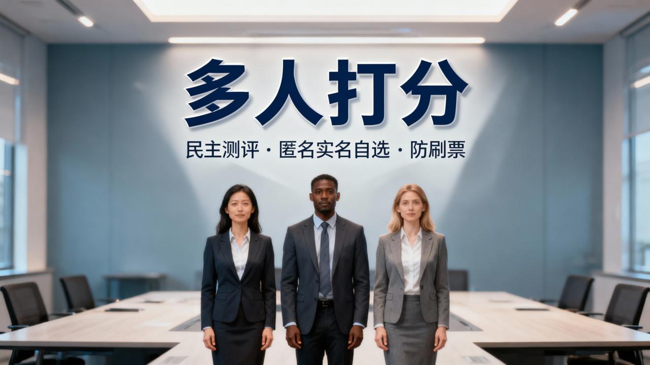 民主测评打分：多人打分，匿名实名自选防刷票