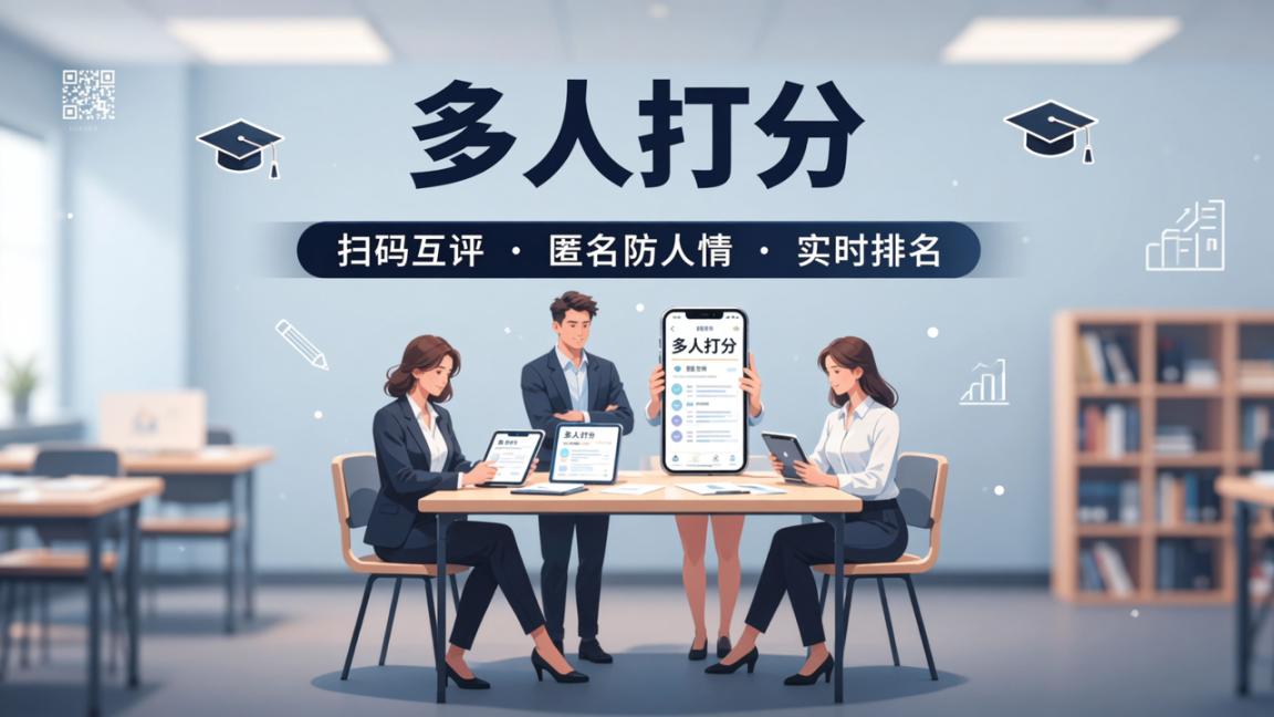 教师测评打分小程序：多人打分，扫码互评匿名防人情，汇总排名秒出